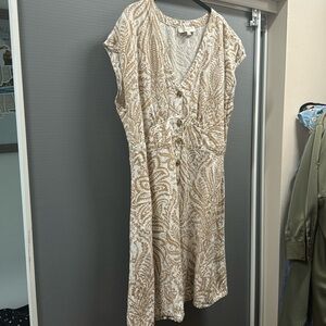 Loft Patterned Linen Mini Dress